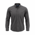 پیراهن مردانه بنگال کش طوسی تیره یقه دیپلمات آستین بلند