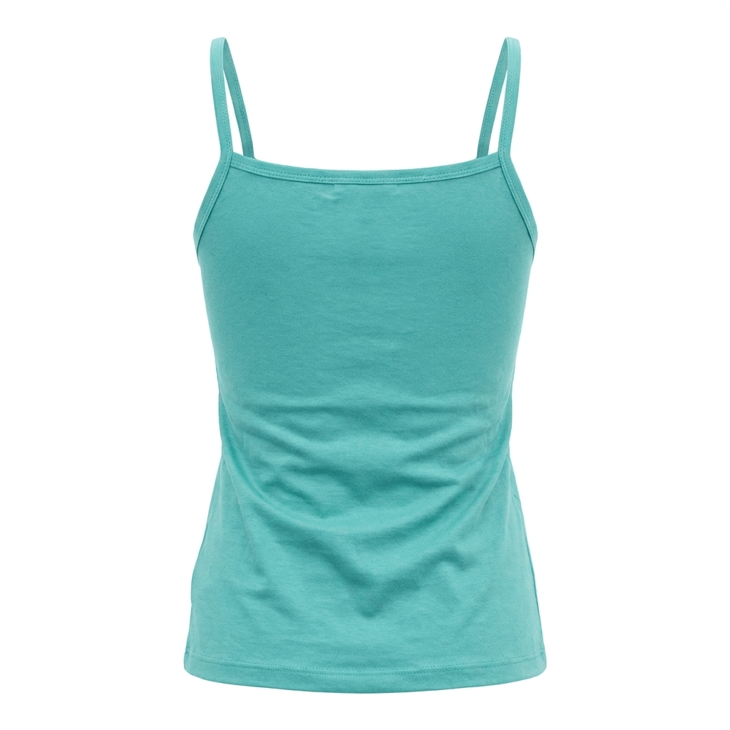 نمای پشت تاپ زنانه رکابی اسپان رنگ فیروزه ای