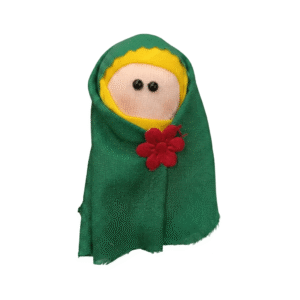 عروسک پارچه ای چادری با رنگبندی سبز و زرد