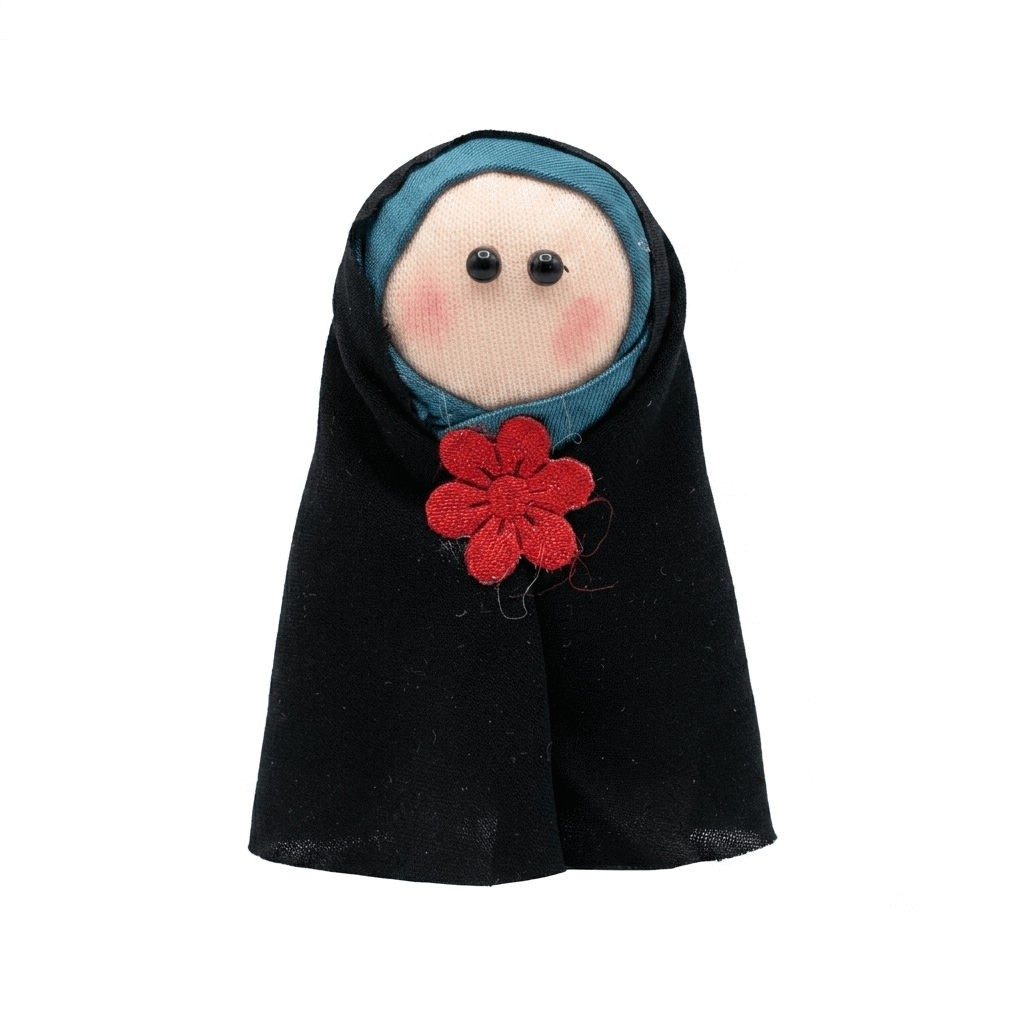 عروسک پارچه ای دست ساز چادر مشکی و آبی